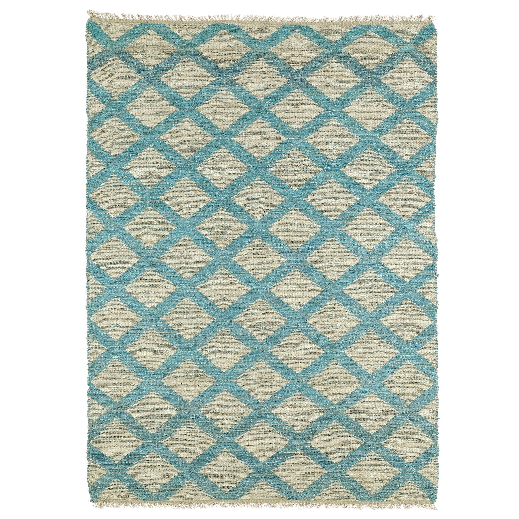 Handmade Natural Fiber Canyon Teal Lattice Rug 5 X 79