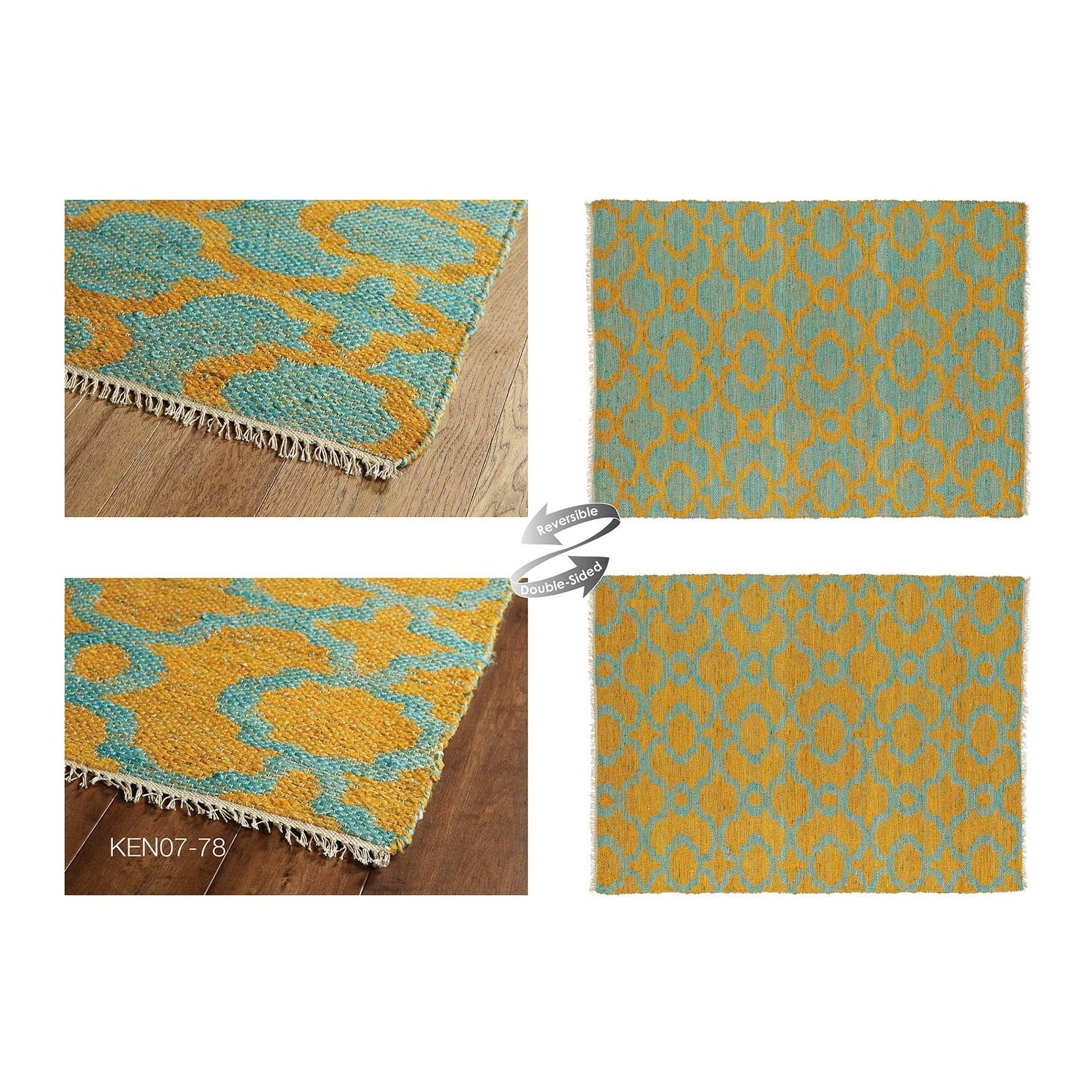 Handmade Natural Fiber Canyon Turquoise Trellis Rug