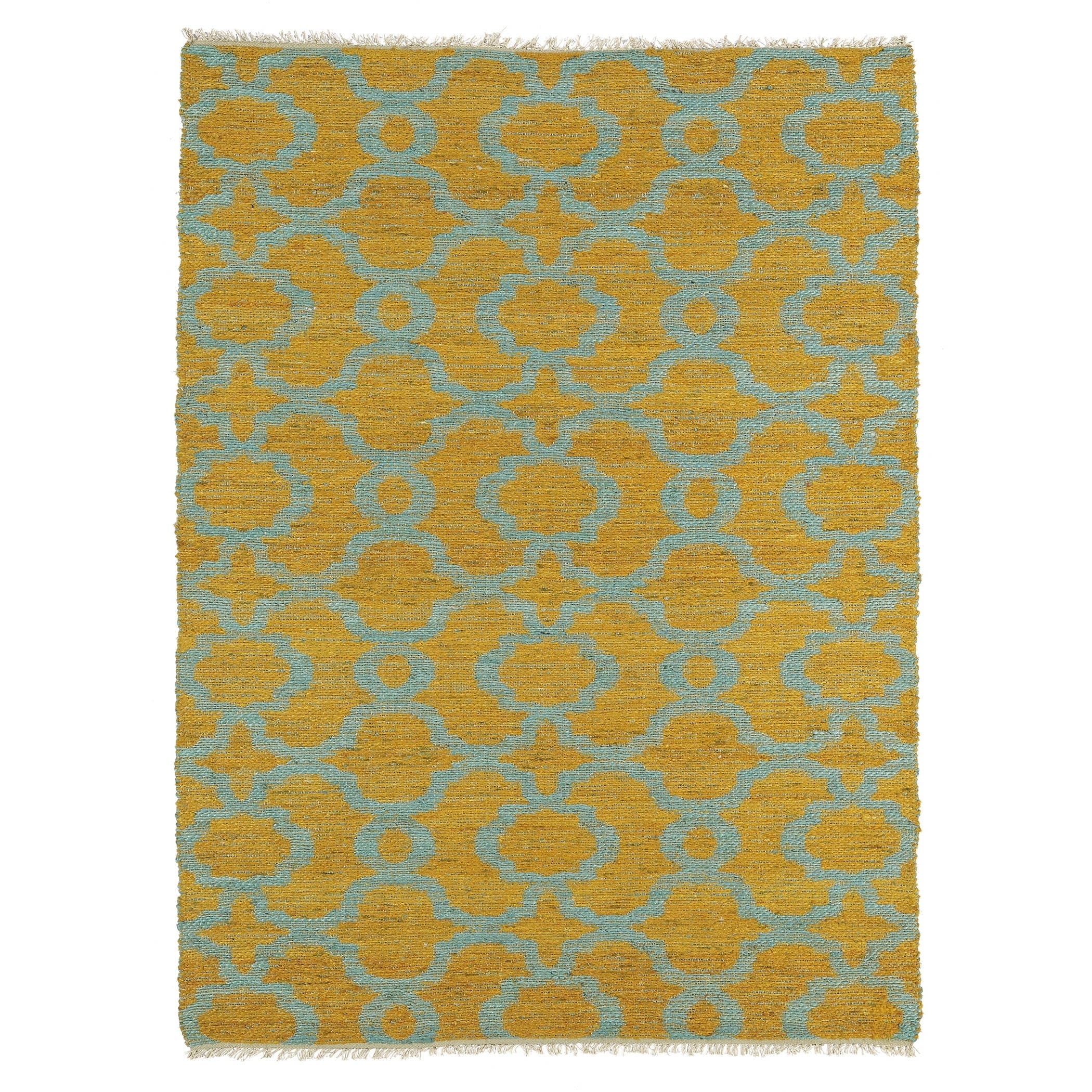 Handmade Natural Fiber Cayon Orange Trellis Rug
