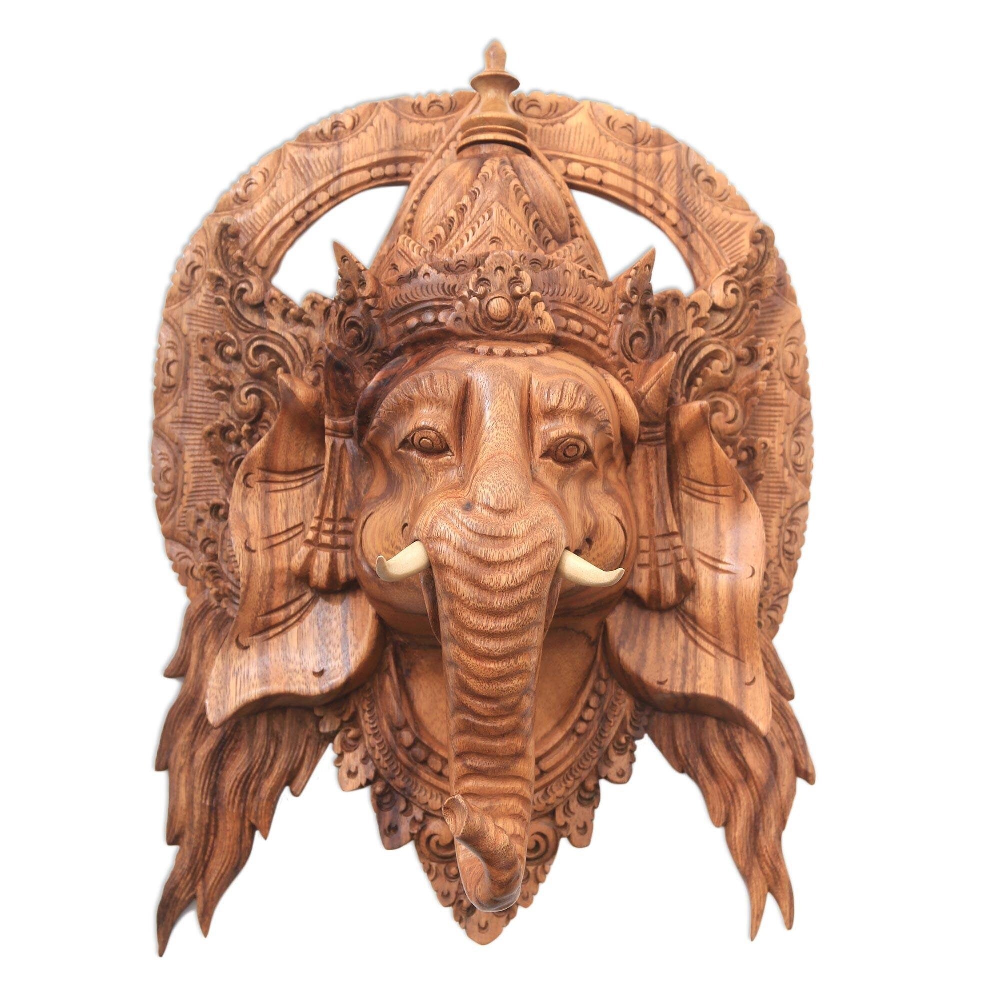 Handmade Natural Ganesha Wood Mask Indonesia