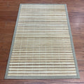 Handmade Asian Hand Woven Natural Beige Rayon From Bamboo Rug 18 X 27