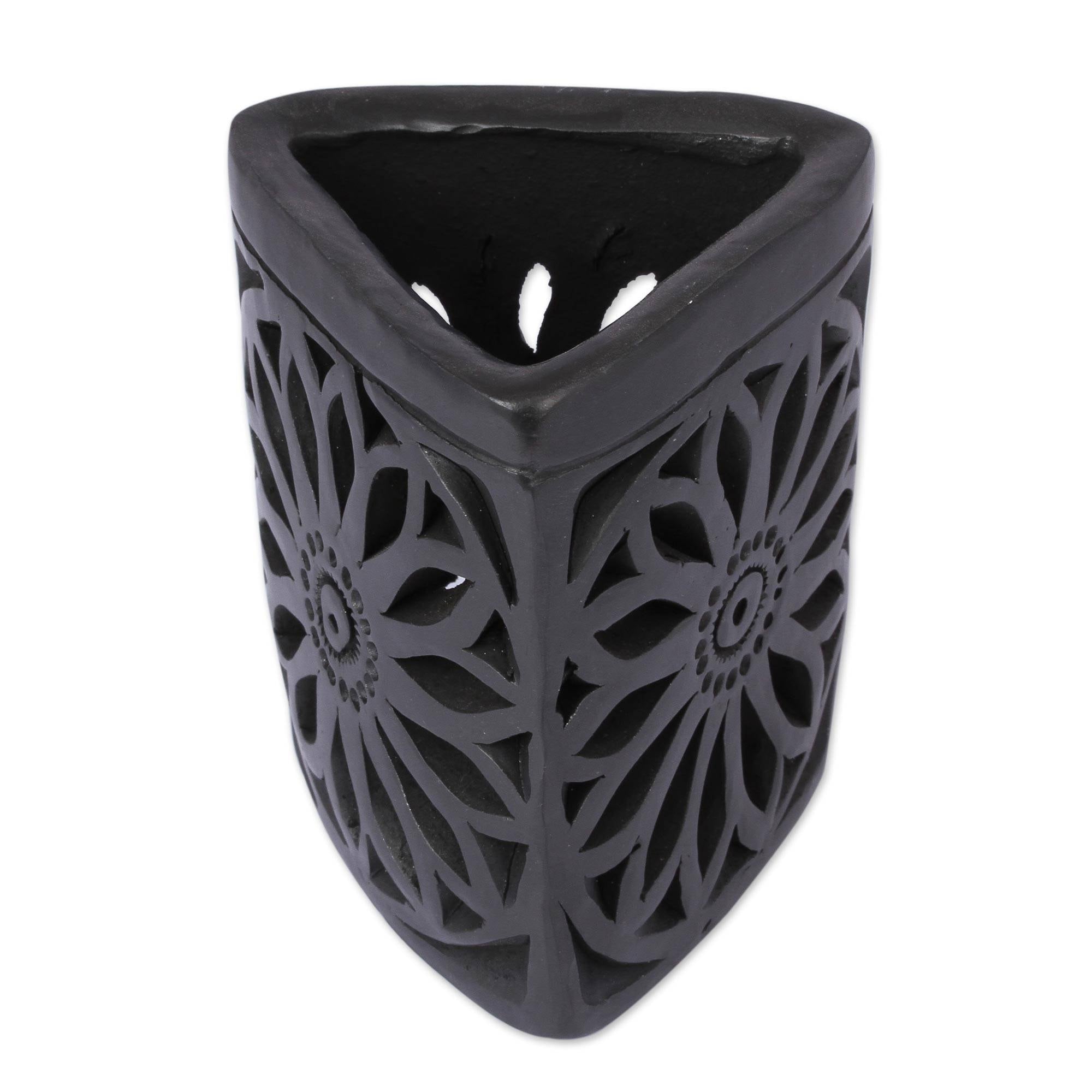 Handmade Oaxacan Dusk Ceramic Pencil Holder Mexico 3.9 H X 3.1 W X 3 D