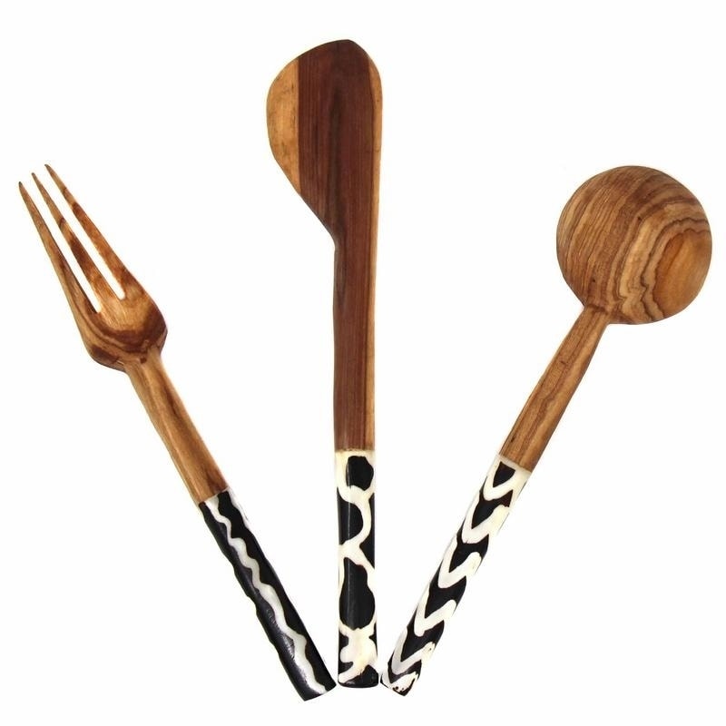 Olive Wood Handmade 3 Piece Appetizer Set N A