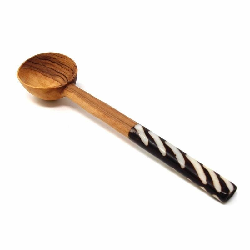 Handmade Olive Wood Long Handle Coffee Scoop 7.5 8 Inch