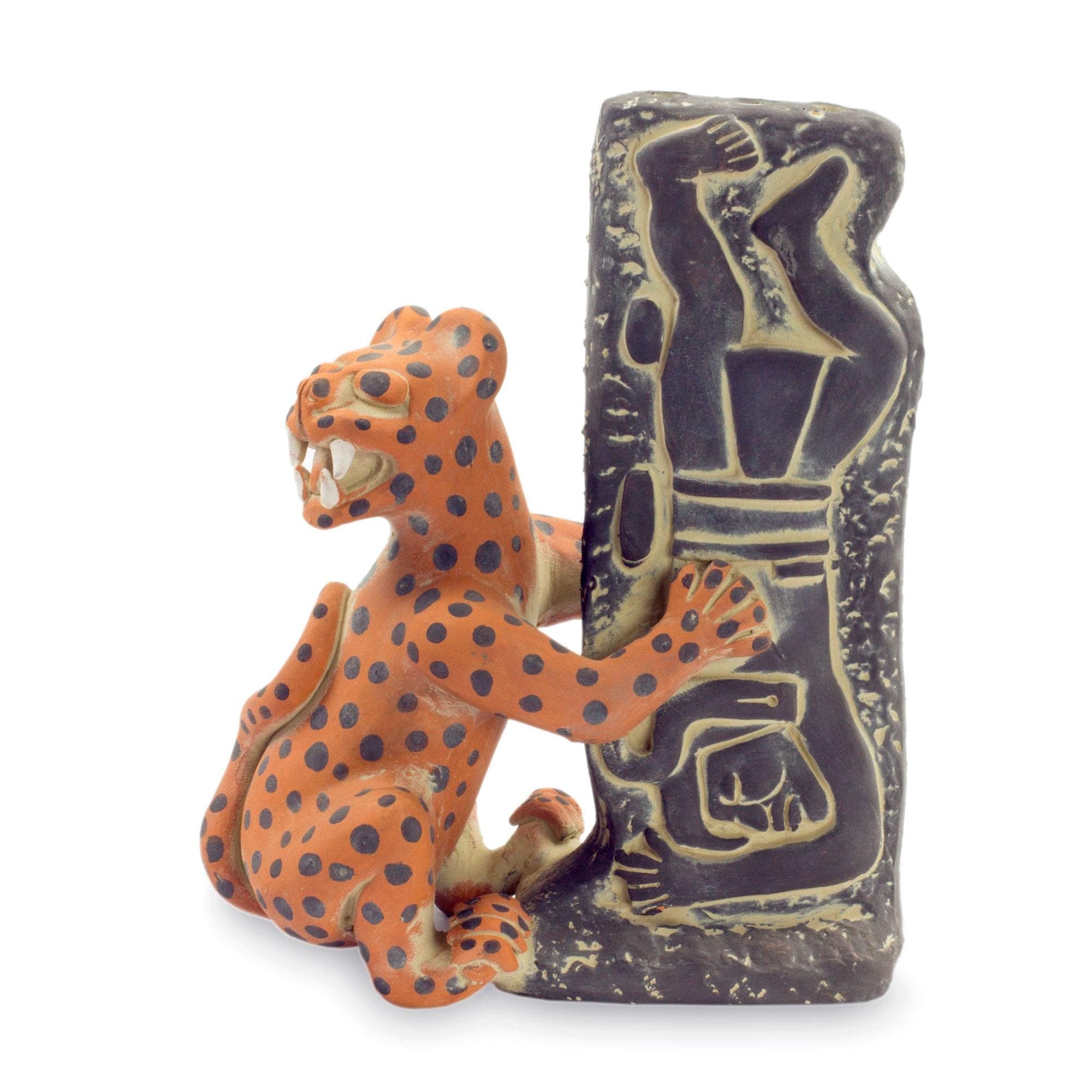 Handmade Olmeca Jaguar With Human Ceramic Sculpture Mexico 33 X 23 X 16