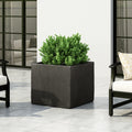 Handmade Outdoor Cast Stone Square Planter For Garden Patio Backyard