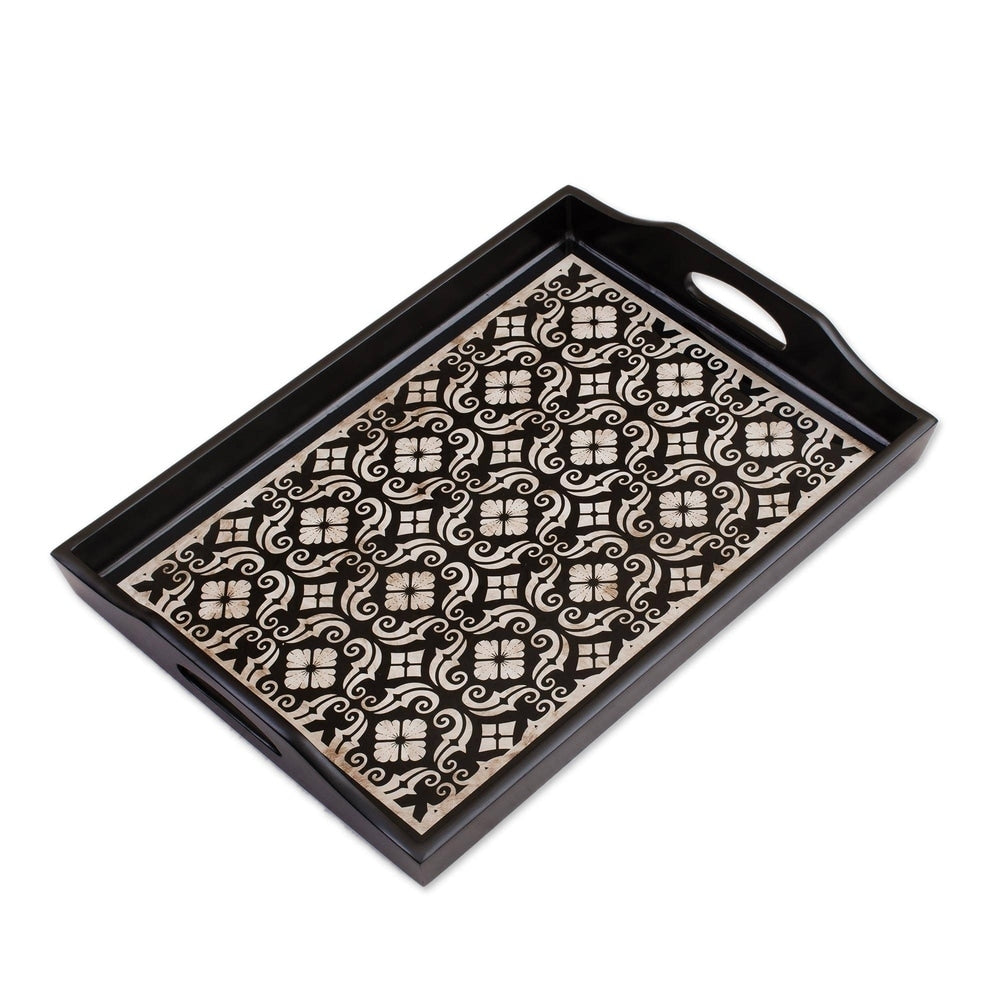 Handmade Painted Glass Floral Muse Tray Peru