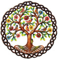 Handmade Painted Rooted Tree Of Life Circle Recycled Steel Wall Art