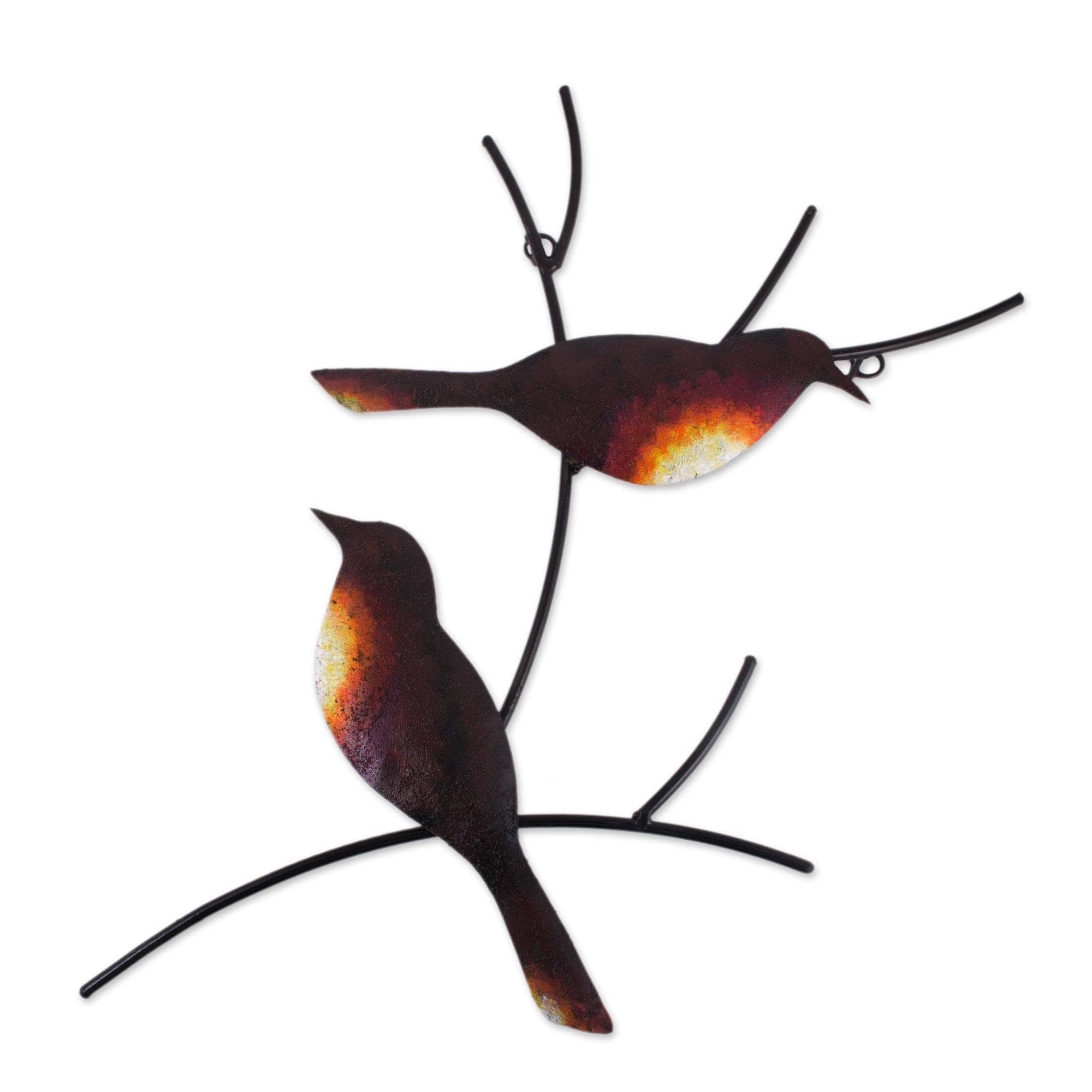 Handmade Pair Of Sparrows Steel Wall Art Mexico
