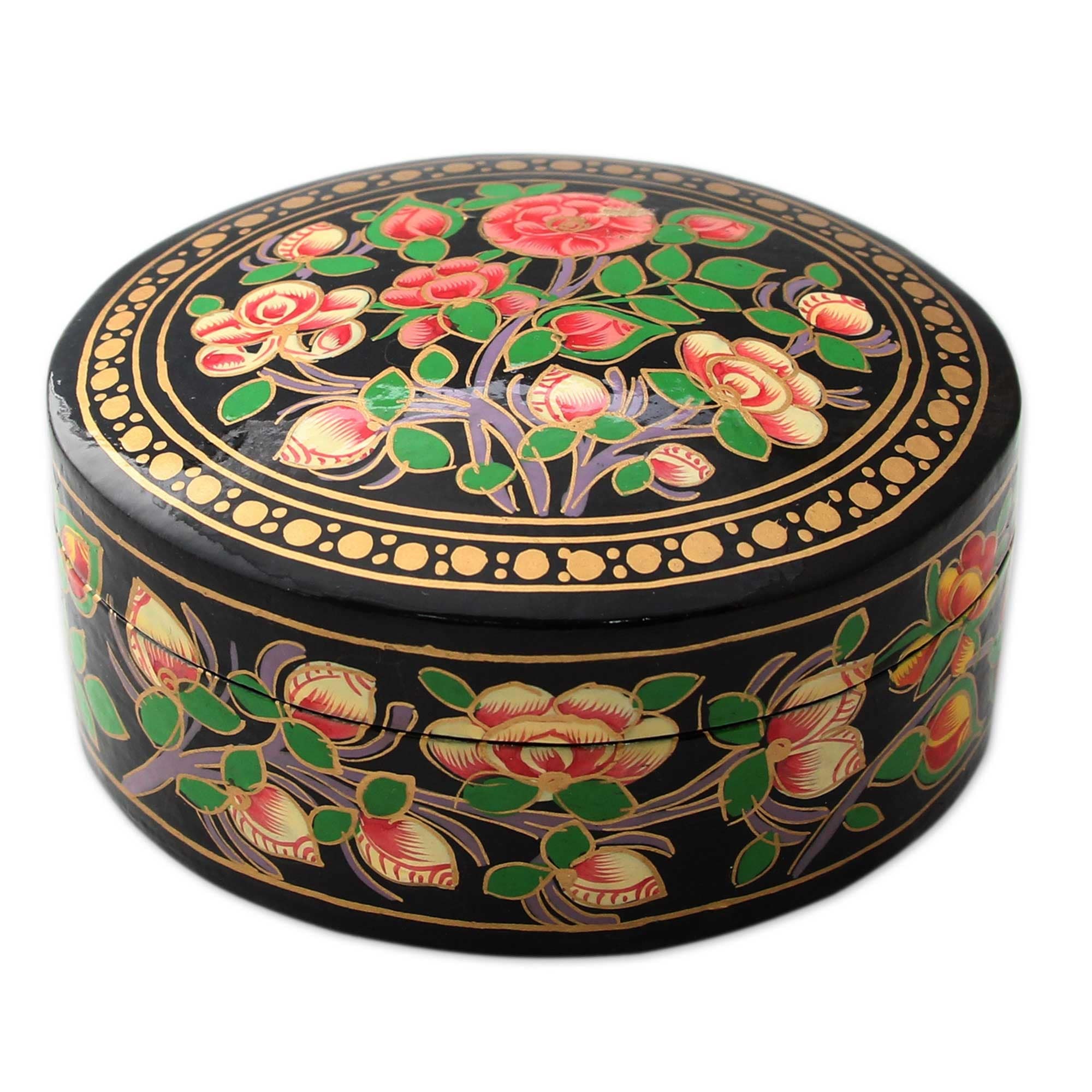 Handmade Papier Mache Box Rose Grandeur India