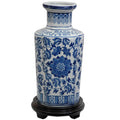 Handmade Porcelain 12 Inch High Blue And White Floral Vase China