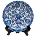 Handmade Porcelain 14 Inch Blue And White Floral Plate China