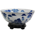 Handmade Porcelain 14 Inch Blue And White Landscape Bowl China