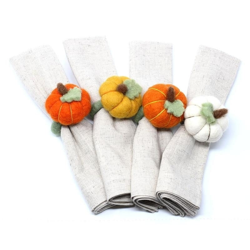 The Curated Nomad Thrift Handmade Pumpkin Napkin Rings Set Of 4