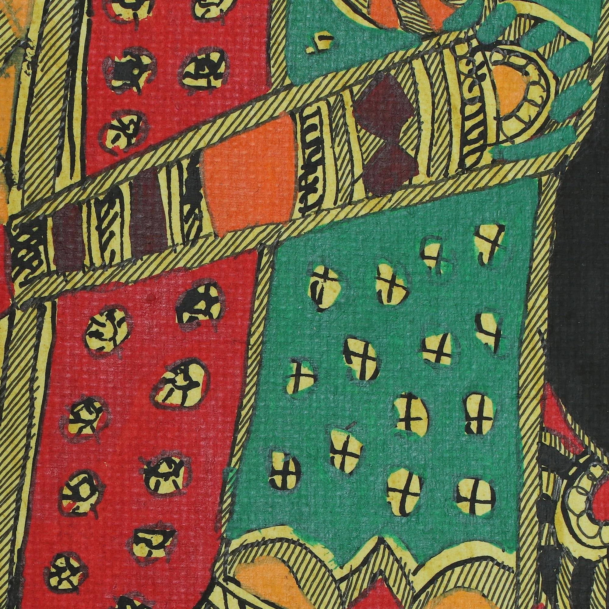 Handmade Radha And Krishna Madhubani Painting India