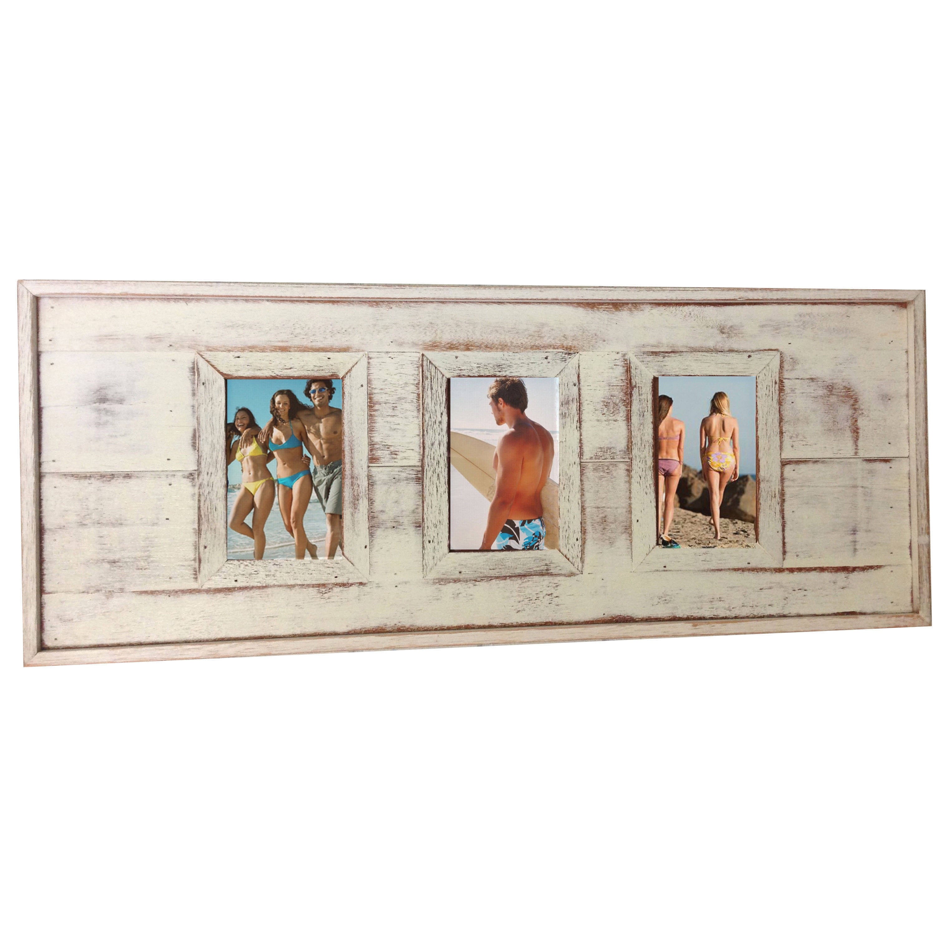 Handmade Recycled Boatwood 3 Window Picture Frame Thailand