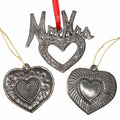 Handmade Recycled Haitian Metal Art Mr Mrs Heart Ornaments Set Of 3