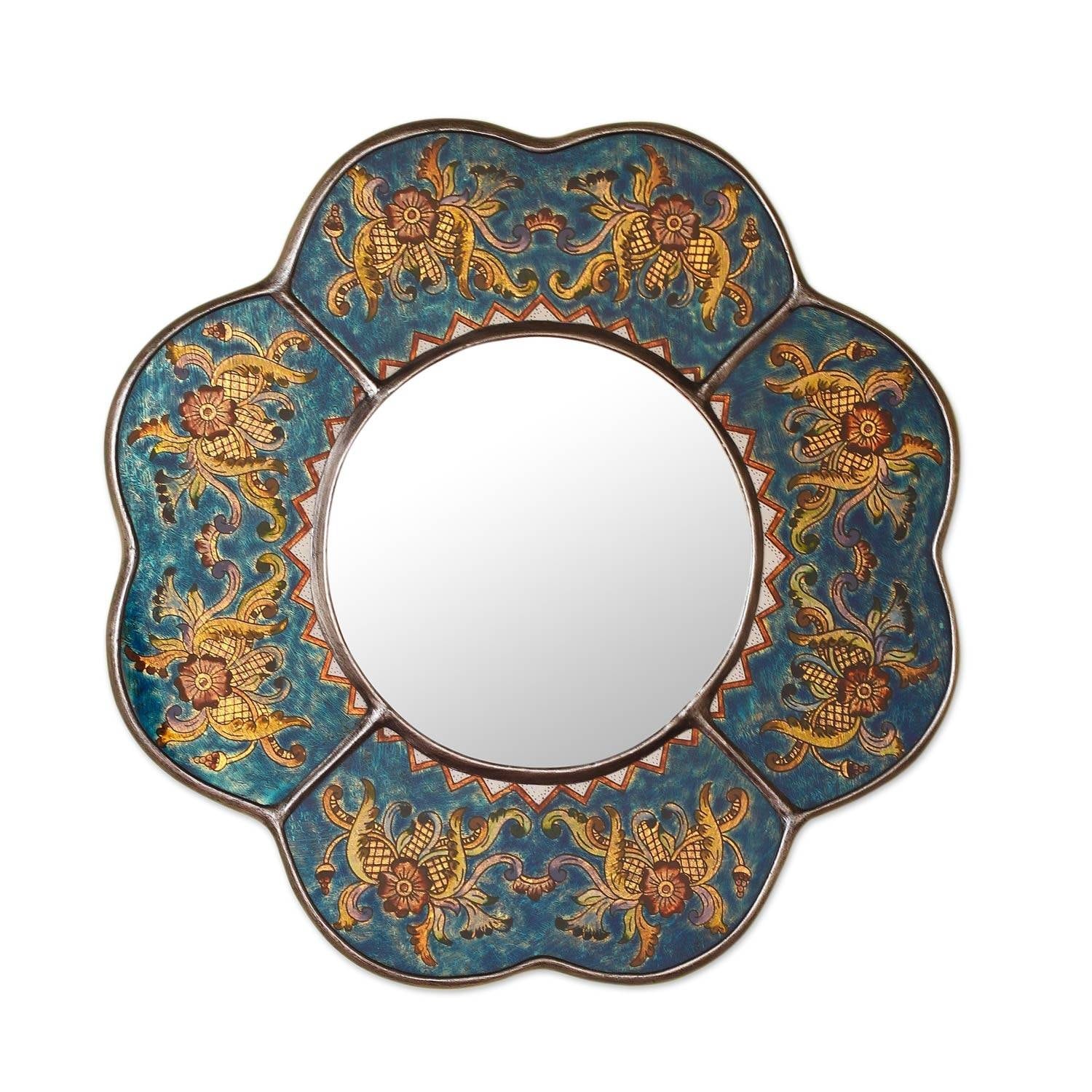 Mirror Blue Cajamarca Blossom Peru Blue Multi 16 X 16