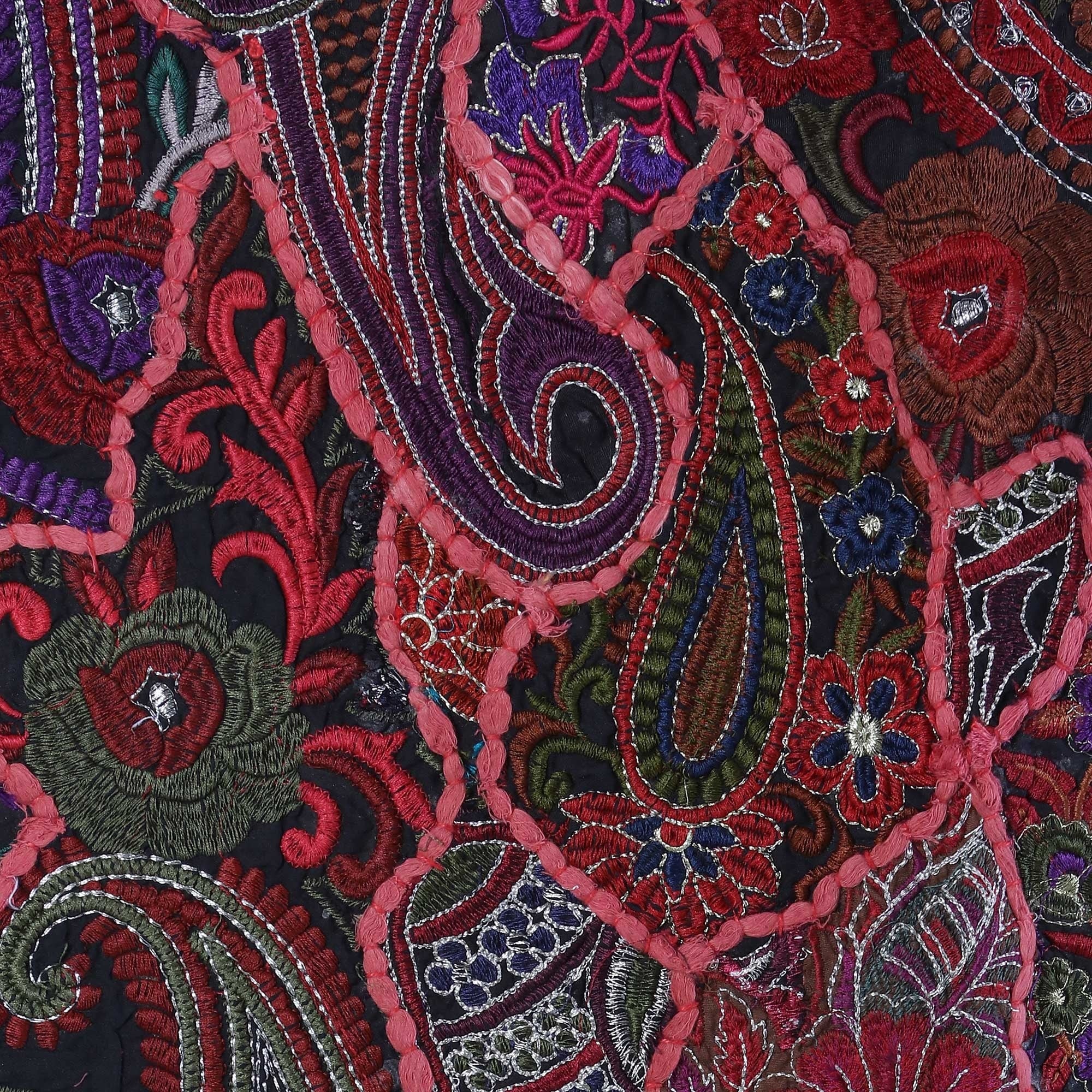 Handmade Russet Paisleys Patchwork Wall Hanging India