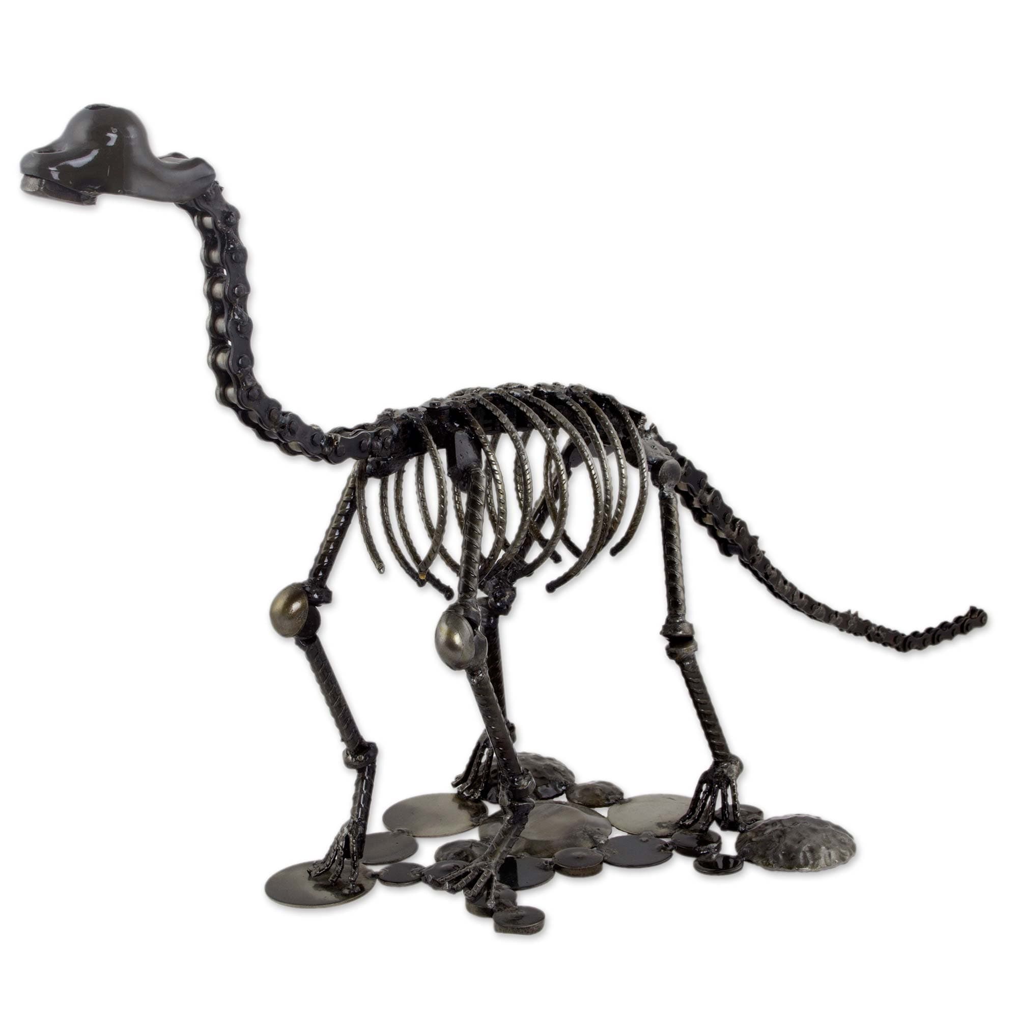 Handmade Rustic Brontosaurus Upcycled Auto Part Sculpture Mexico 69 X 38 X 25