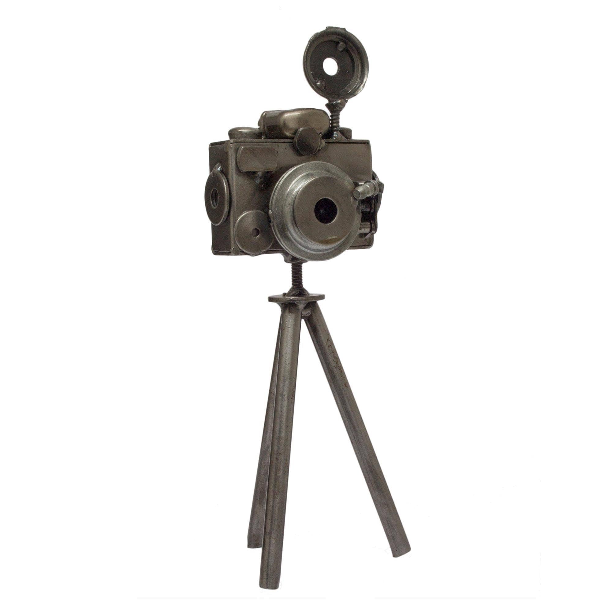 Handmade Rustic Camera Upcycled Metal Sculpture Mexico 28 X 11 X 10
