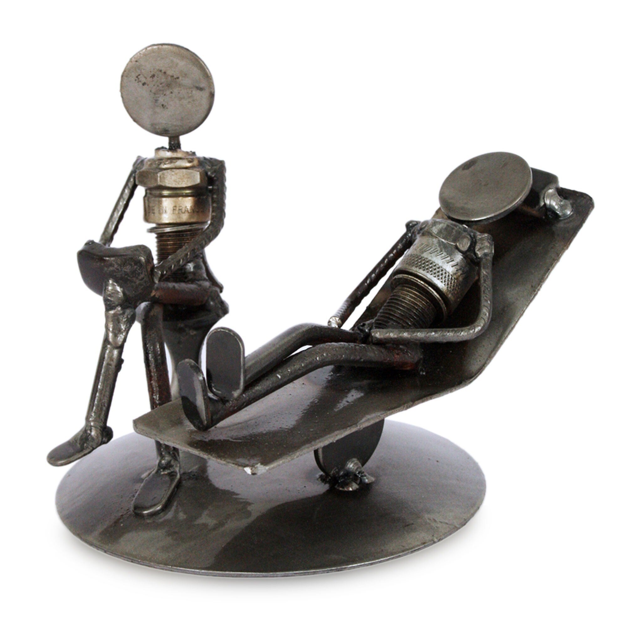 Iron Rustic Psychotherapist Statuette Handmade In Mexico