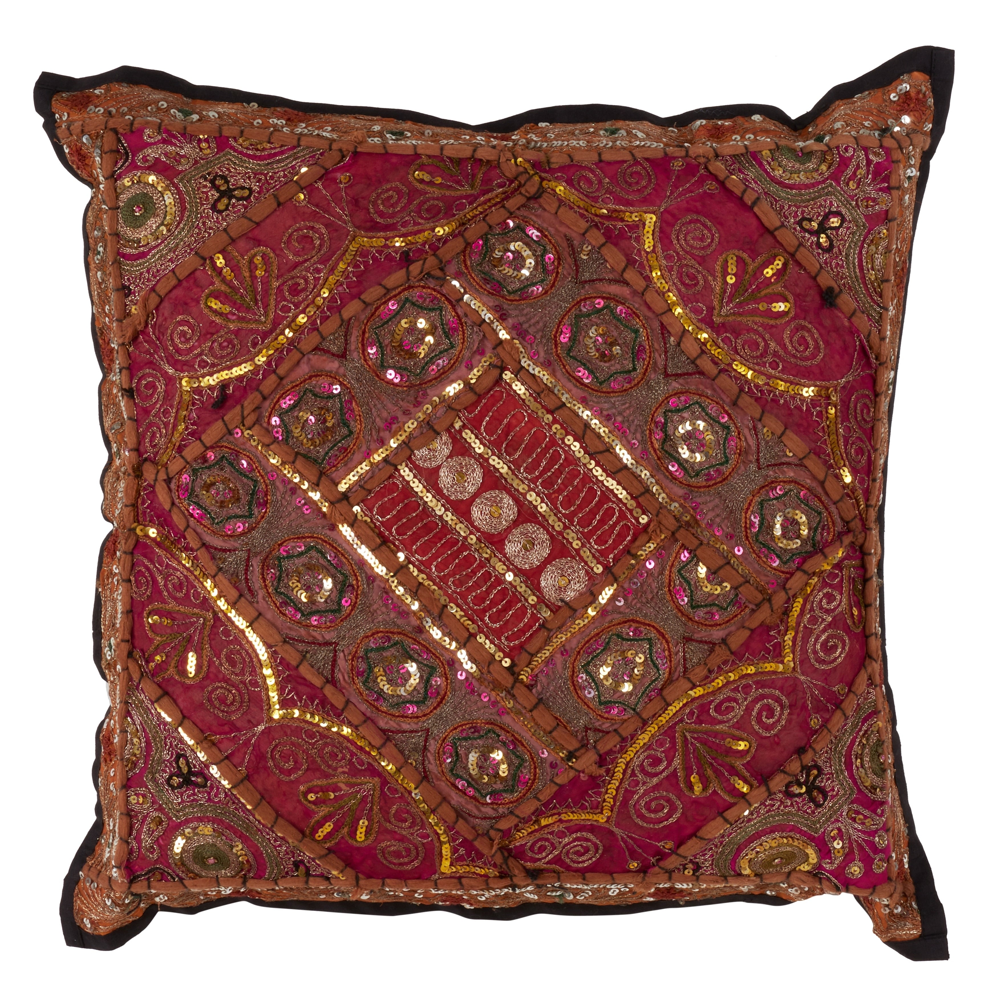 Handmade Sari Sitara Down Filled Cotton Throw Pillow