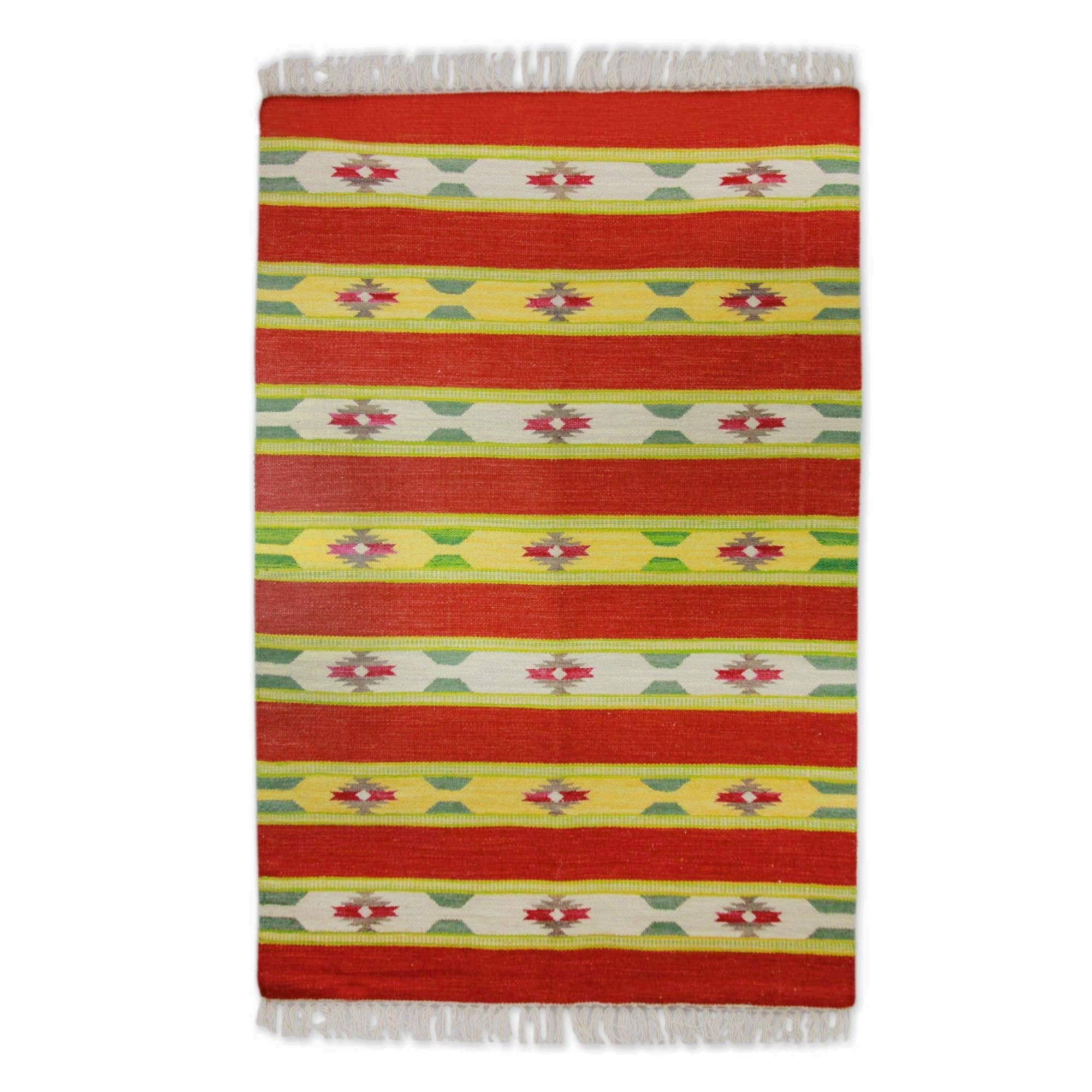 Handmade Scarlet Garden Wool Area Rug India Big