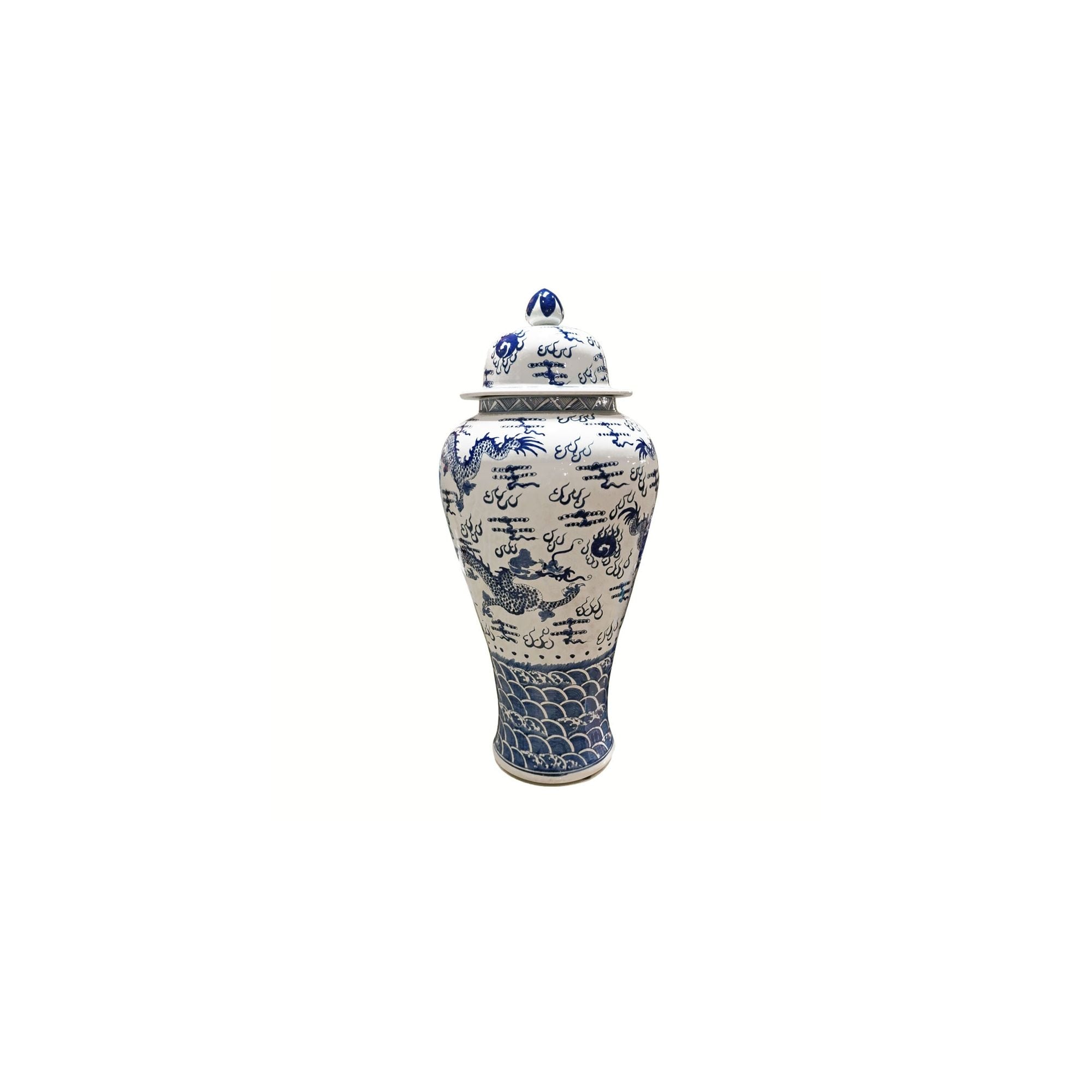 Sea Dragon Motif Extra Large Temple Decorative Jar