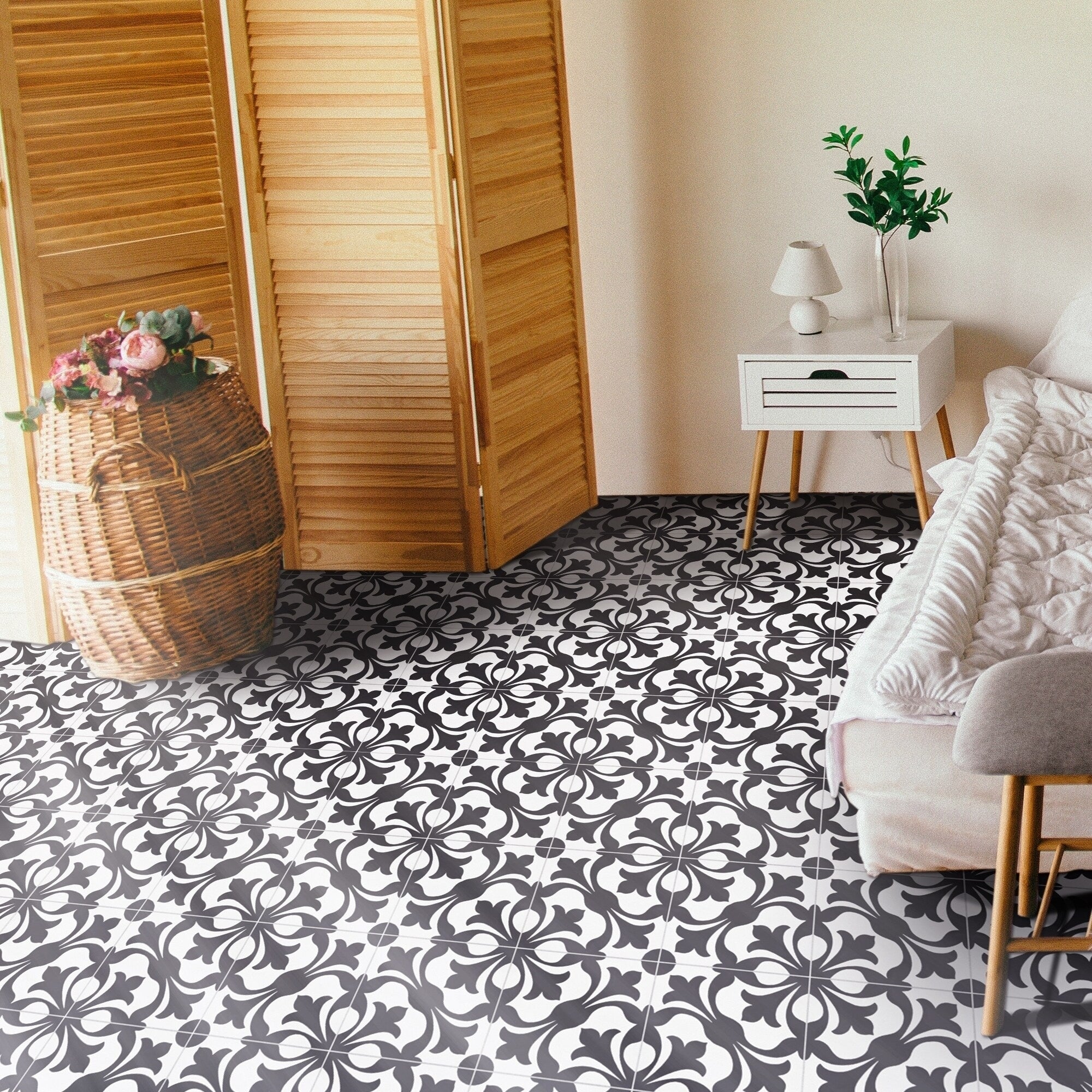 Sefrou In Black And White Handmade 8X8 In Moroccan Tiles Pack 12