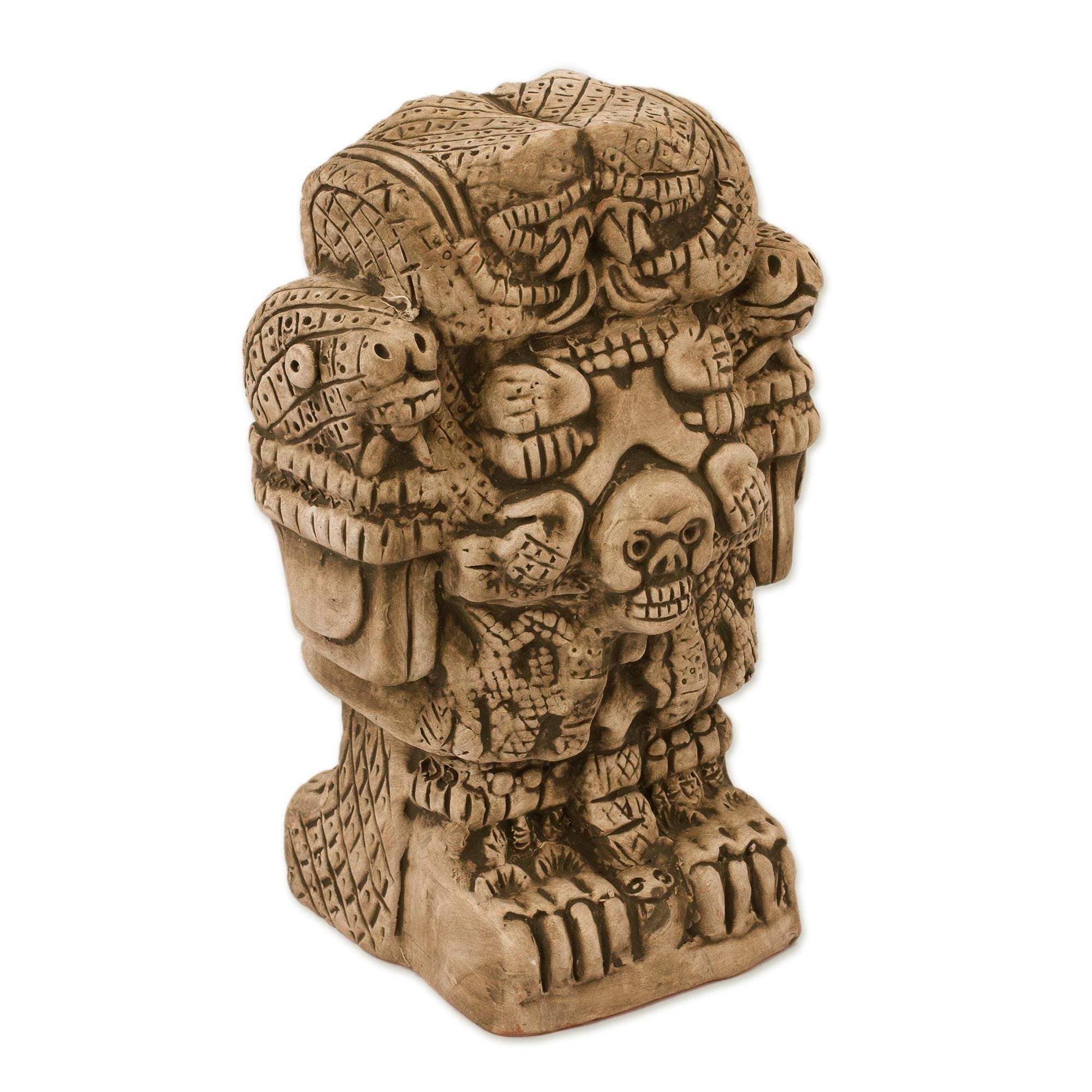 Handmade Serpent Skirt Goddess Large Ceramic Figurine Mexico 40 X 28 X 21