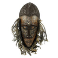 Handmade Sese Wood Aluminum Frafra Dancer Mask Ghana Brown