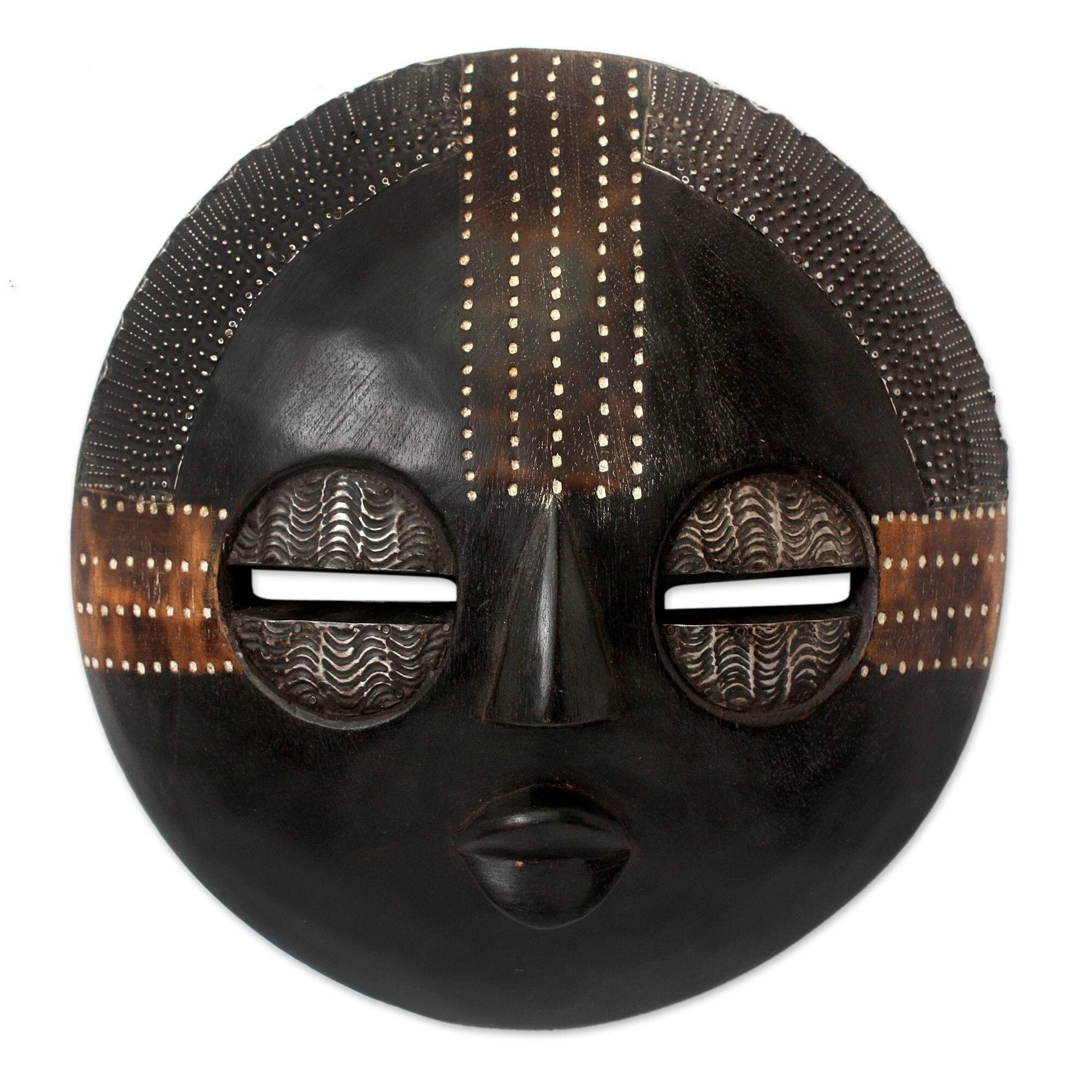 Handmade Sese Wood Kokobene Luck Mask Ghana Black