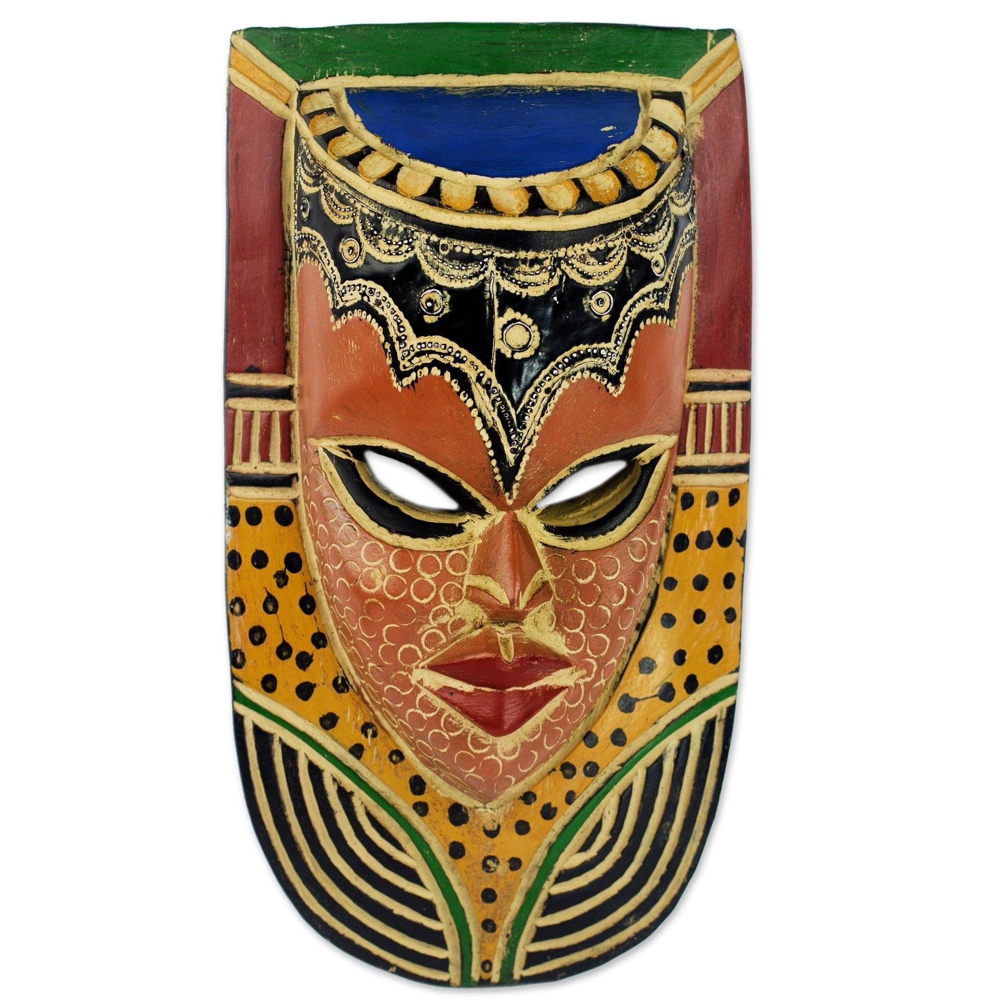 Handmade Sese Wood Queen On The Wall African Wall Mask Ghana