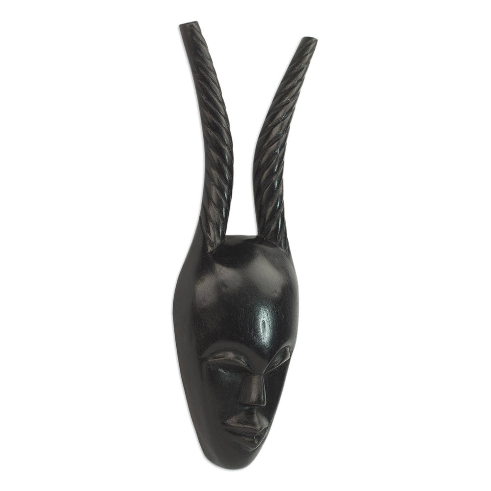 Handmade Sese Wood Woman Warrior African Mask Ghana