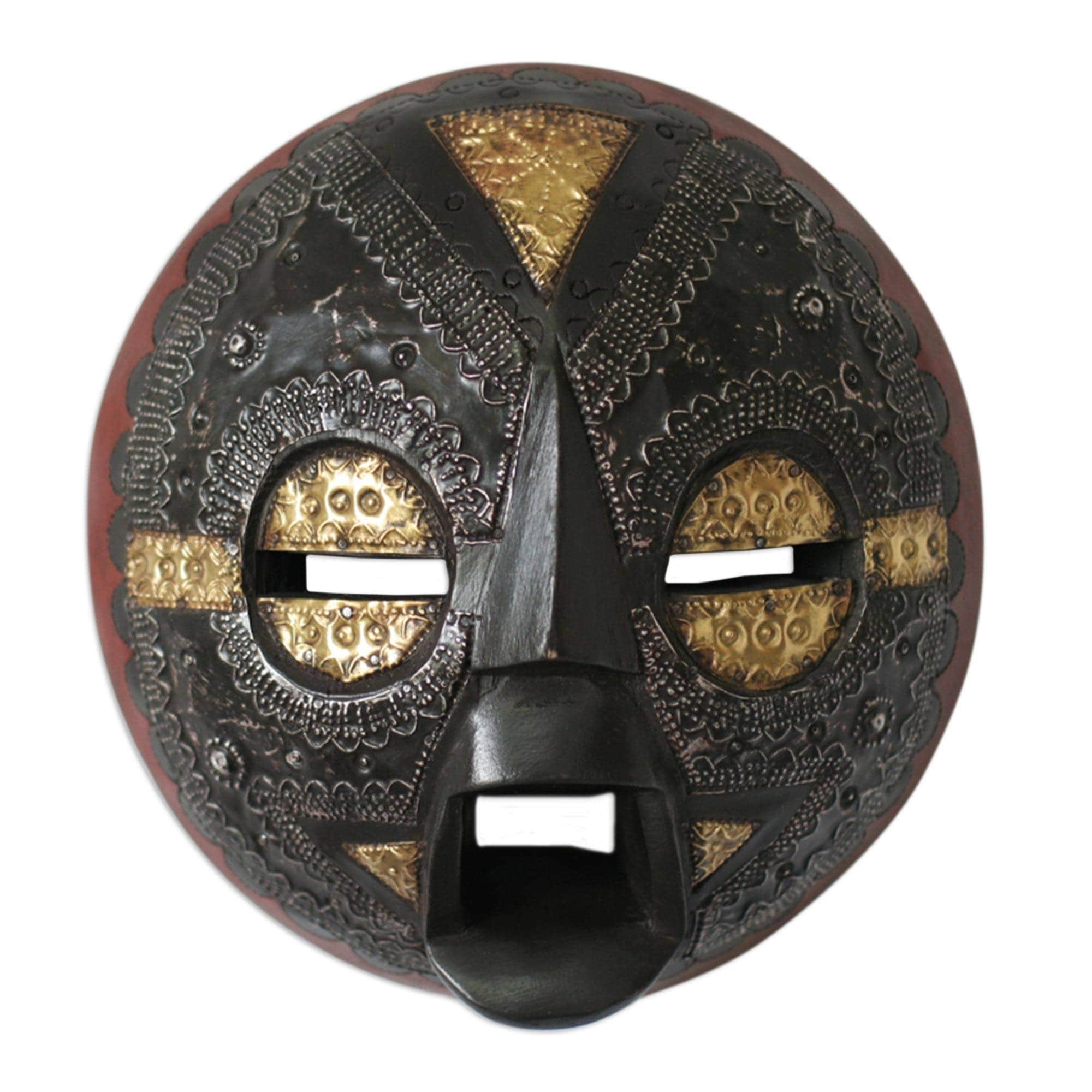 Handmade Sese Wood Beautiful Soul African Mask Handmade In Ghana Black Red