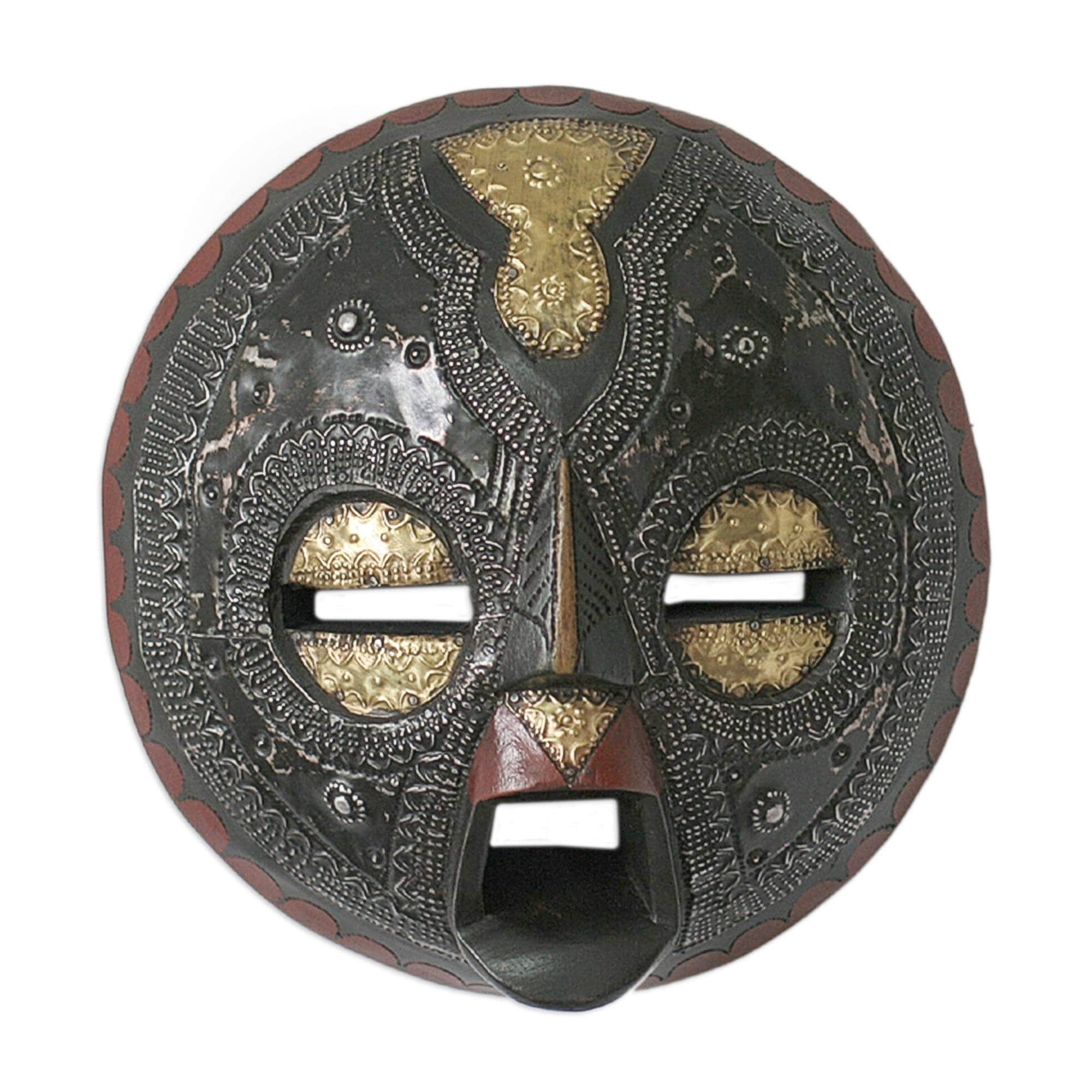 Handmade Sese Wood Sign Of Protection African Mask Ghana Multi