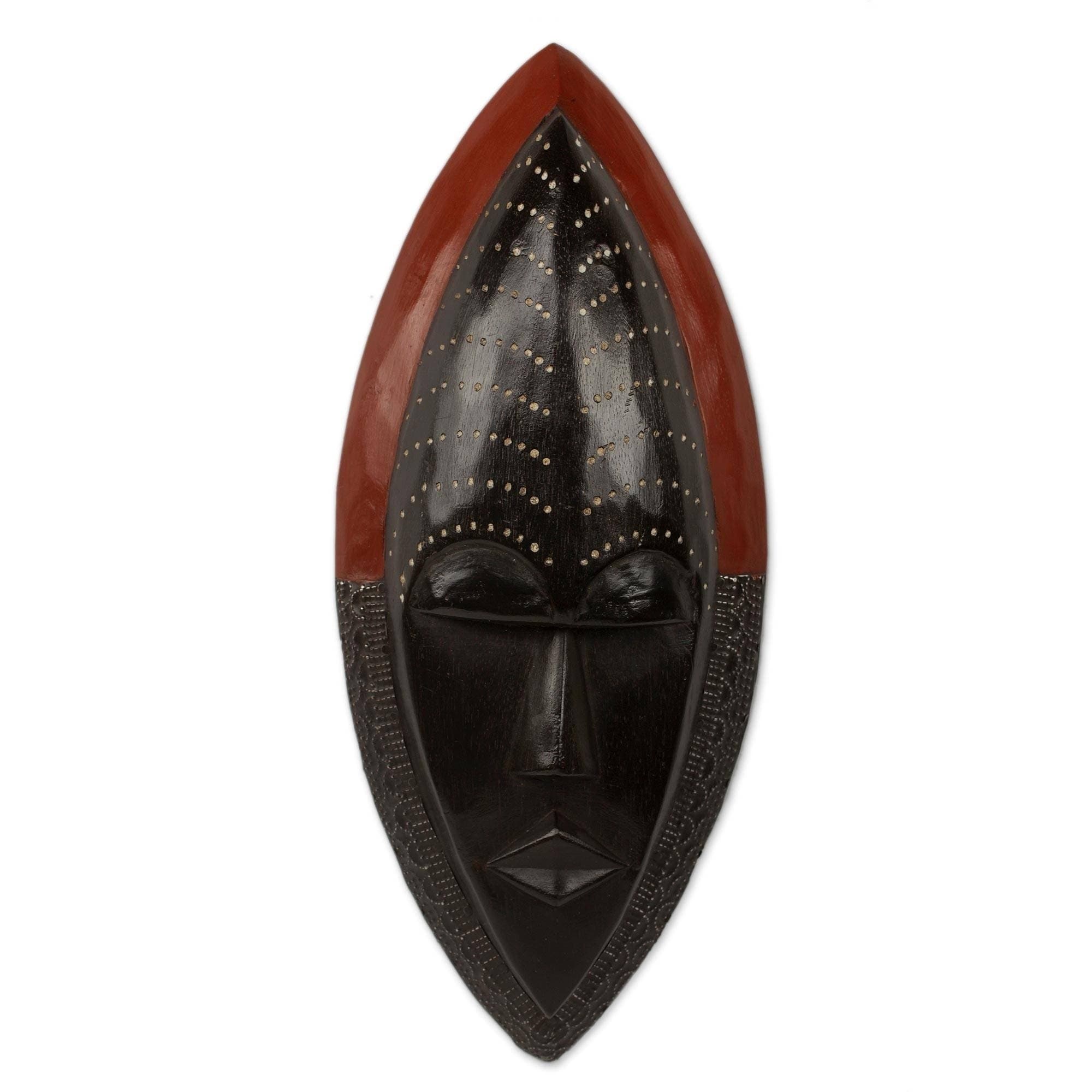 Handmade Sese Wood Handcrafted Be Patient African Mask Ghana Black