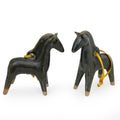 Handmade Set Of 2 Blue Winter Horses Celadon Ceramic Ornaments Thailand