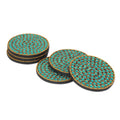Handmade Set Of 6 Bejeweled Coasters Aqua Glitz India