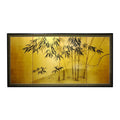 Handmade Silk And Wood 24 Inch Gold Leaf Bamboo Wall Hanging Screen China