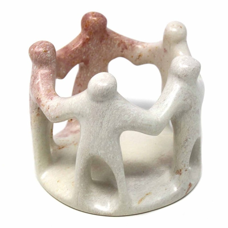 Handmade Soapstone Circle Of Friends Sculpture Kenya