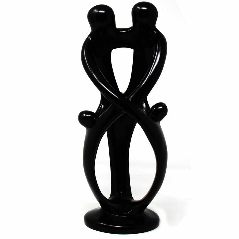 Handmade Soapstone Family Sculpture Black Finish