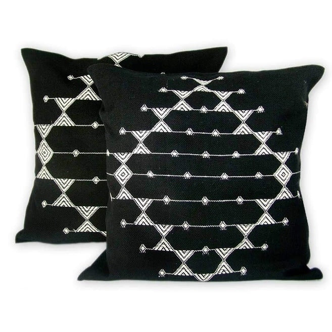 Handmade Starlit Galaxy Set Of 2 Cotton Cushion Covers India