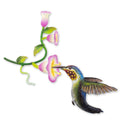 Handmade Steel Hummingbird And Hollyhocks Wall Art Sculpture Mexico