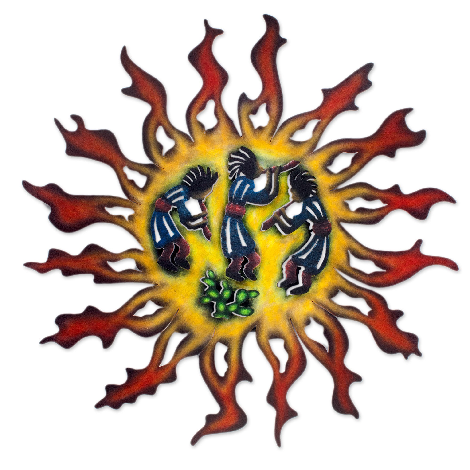 Handmade Steel Sun Dancers Wall Art Mexico