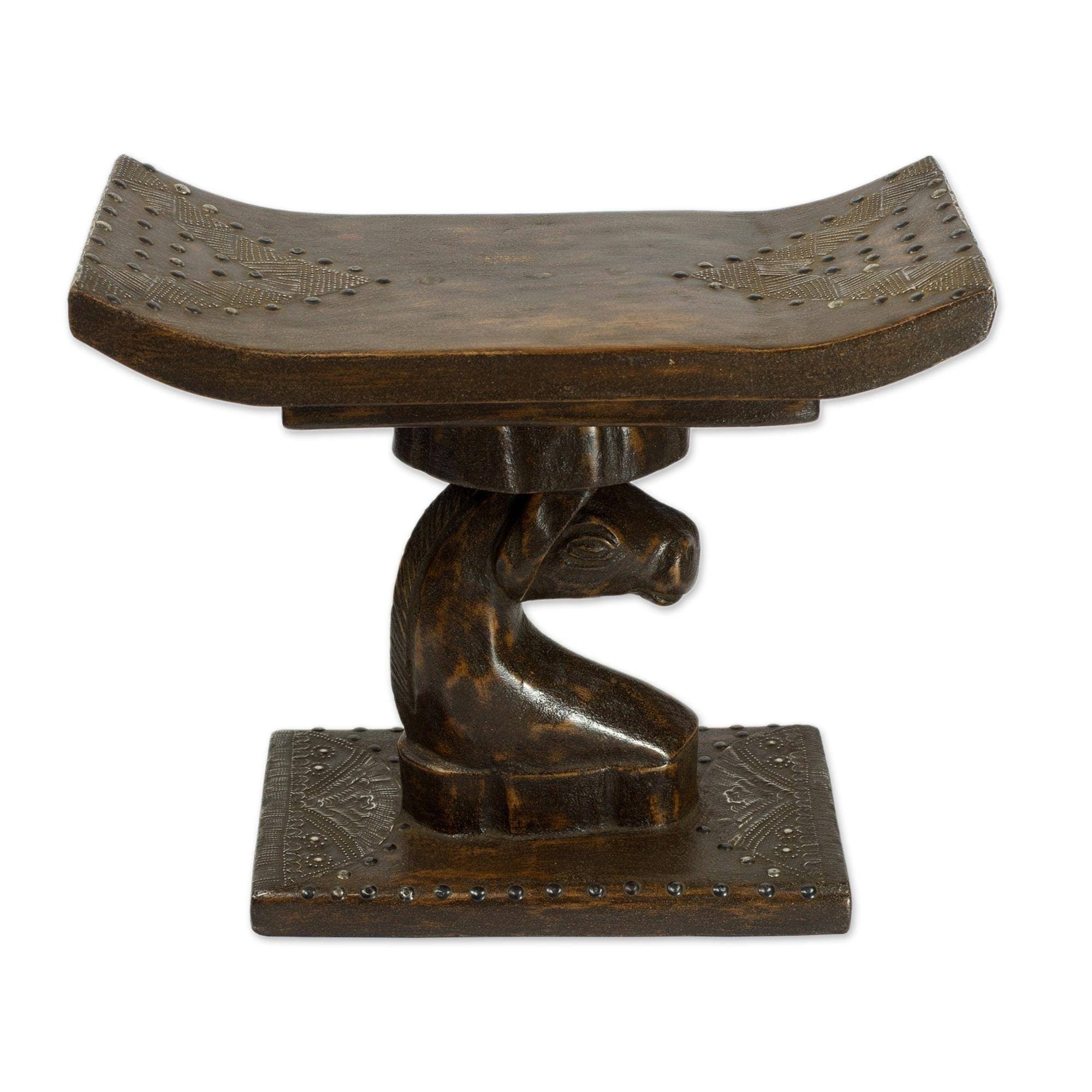 Handmade Strong Horse Cedar Wood Throne Stool Ghana