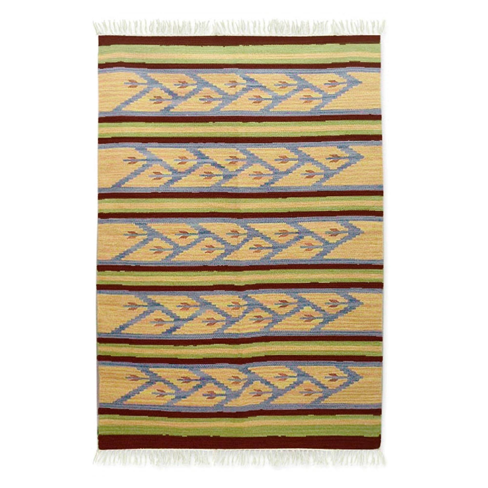 Handmade Summer Dance Wool Dhurrie Rug India Big