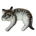 Handmade Tabby Cat Relaxes Wood Sculpture Indonesia 24 X 17 X 13