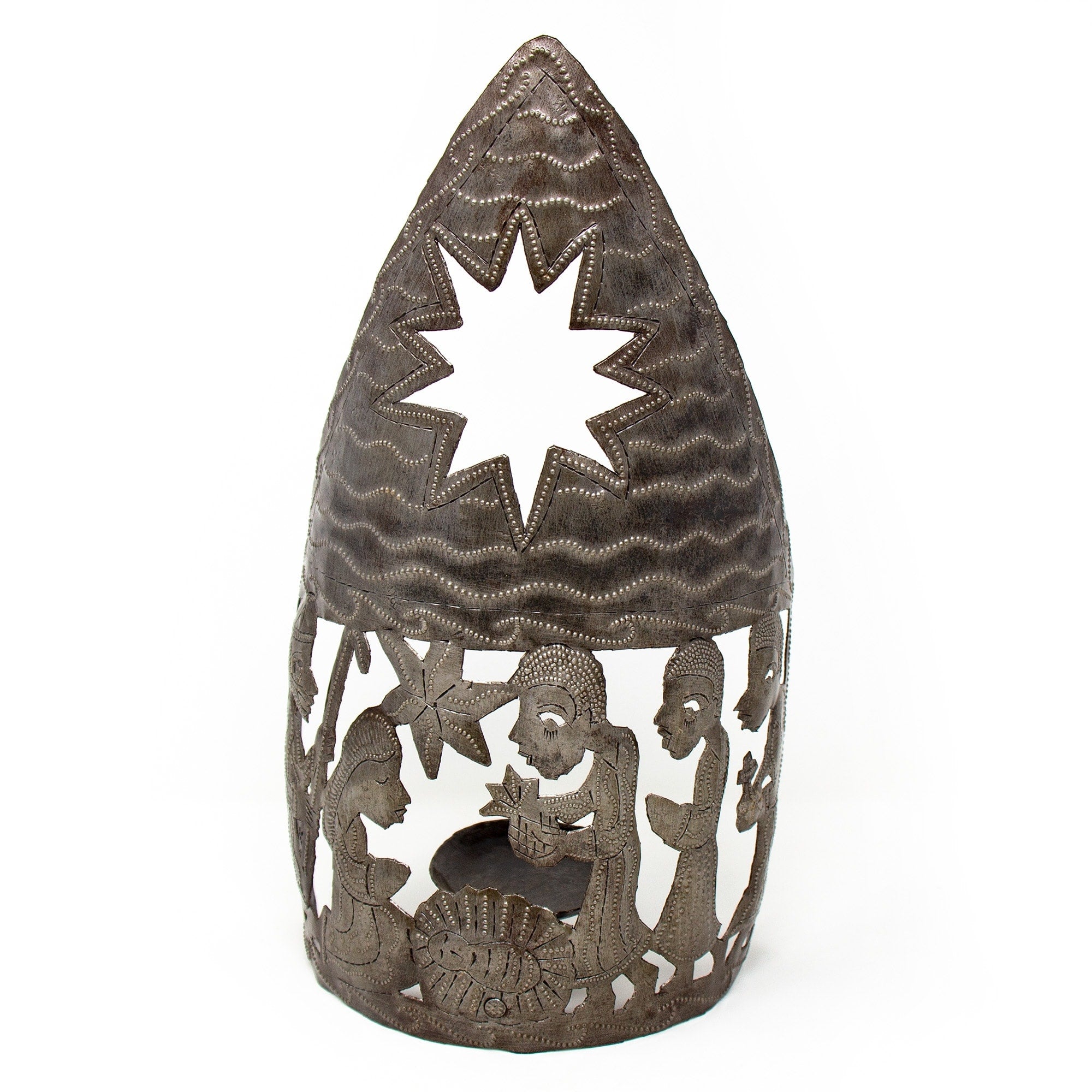 Handmade Tabletop Nativity Scene With Candle Holder 13 X 7 Haiti N A